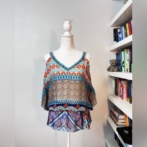 Hale Bob 100% silk colorful top size XS
